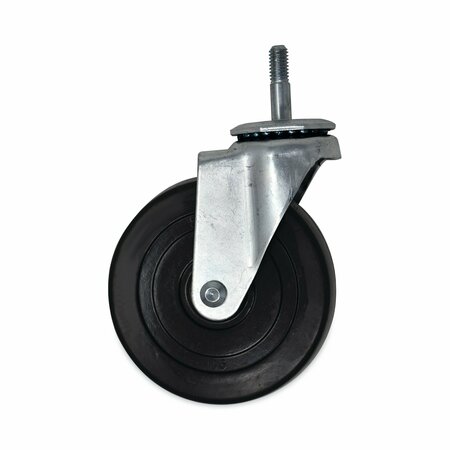 RUBBERMAID COMMERCIAL Replacement Bayonet-Stem Swivel Caster, Threaded Stem 0.31 in.x1.63 in., 5 in. Hard Rubber Wheel, Black FG1314L30000